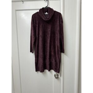 Pure Jill Womens S Petite Tunic‎ Top Burgundy Velvet Turtleneck Fall Cowl Neck